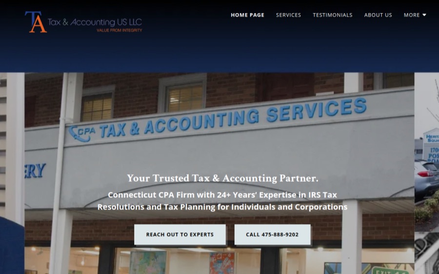 Tax and Accounting US LLC website homepage